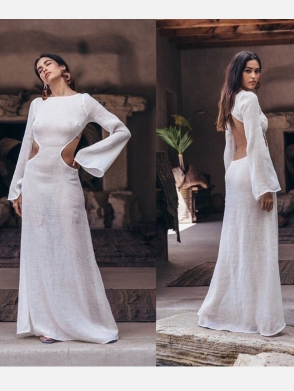 Cult Gaia Kamira Open-Back Cotton And Linen-Blend Maxi Dress